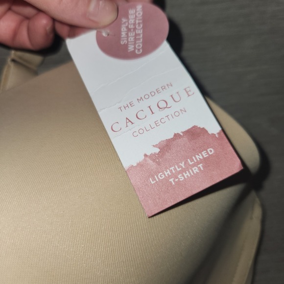 Cacique Lightly Lined T Shirt No Wire Bra Cream Nude Beige Women Sz 44DD Nwt - Picture 2 of 7